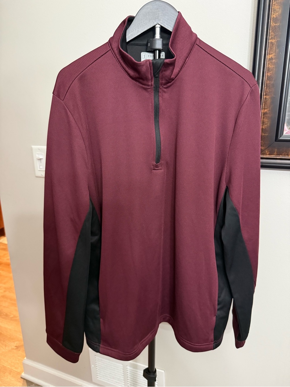 PGA Tour Maroon and Black Quarter-Zip Shirt Jacket